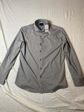 Marc Asher New York Grey Long Sleeve Dress Shirt, Large (1314)